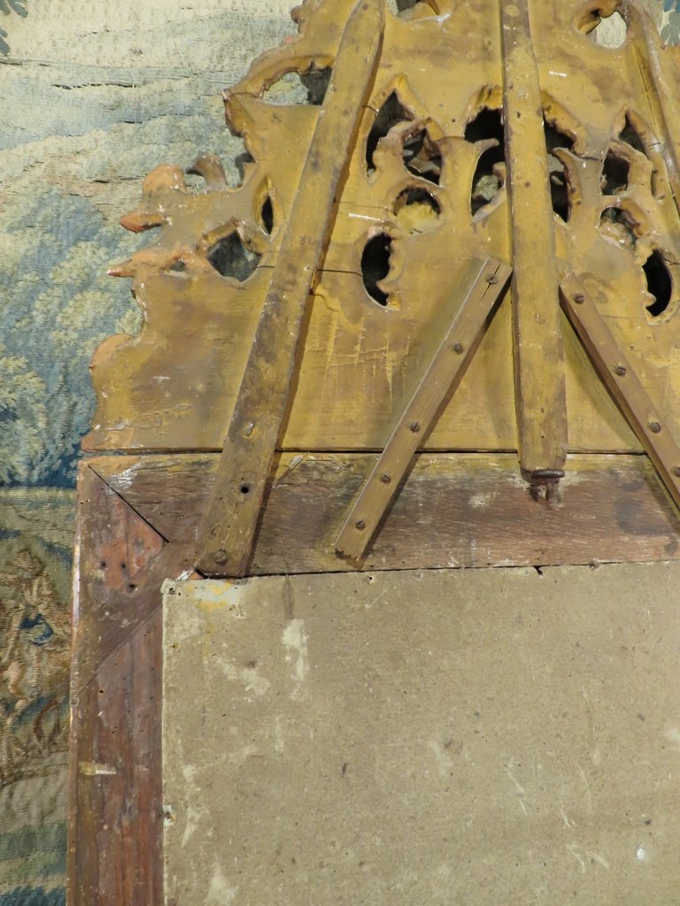 GRAND MIROIR EN BOIS SCULPTE DORE A FRONTON Epoque Régence -photo-8