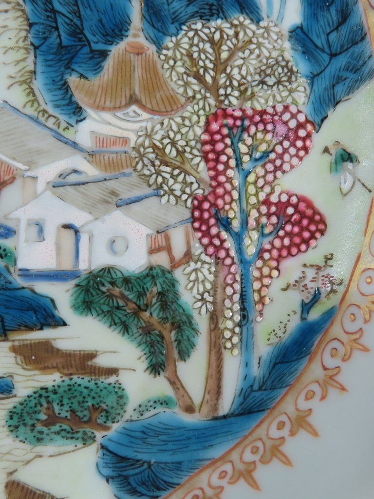 PAIRE ASSIETTES EN PORCELAINE DE LA COMPAGNIE DES INDES Epoque XVIII ème Siècle -photo-4