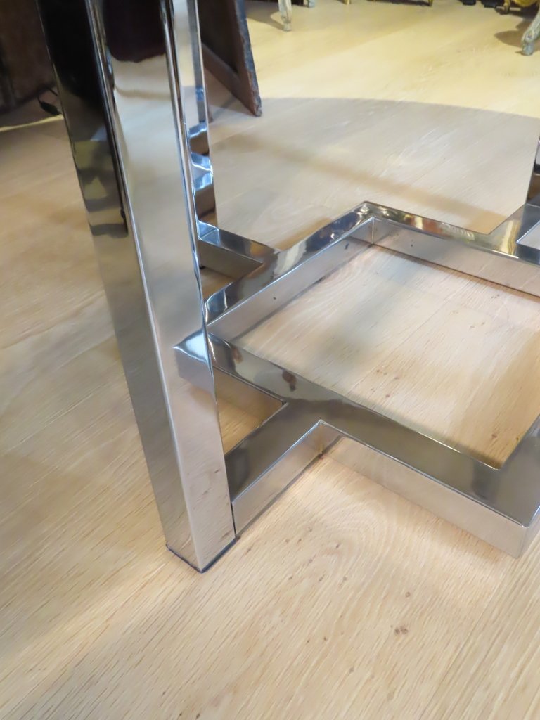  GRANDE TABLE RONDE A PLATEAU DE MARBRE Epoque vers 1970 -photo-4