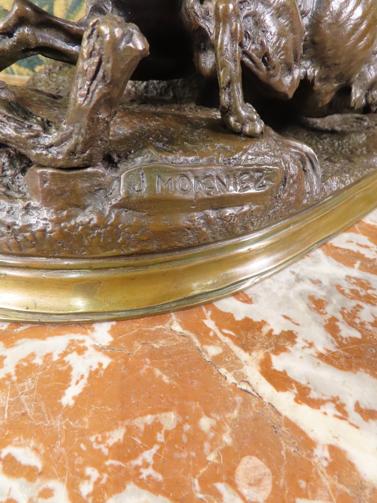 SCULPTURE BRONZE CHIENS DE CHASSE AU LIEVRE Jules Moigniez -photo-5