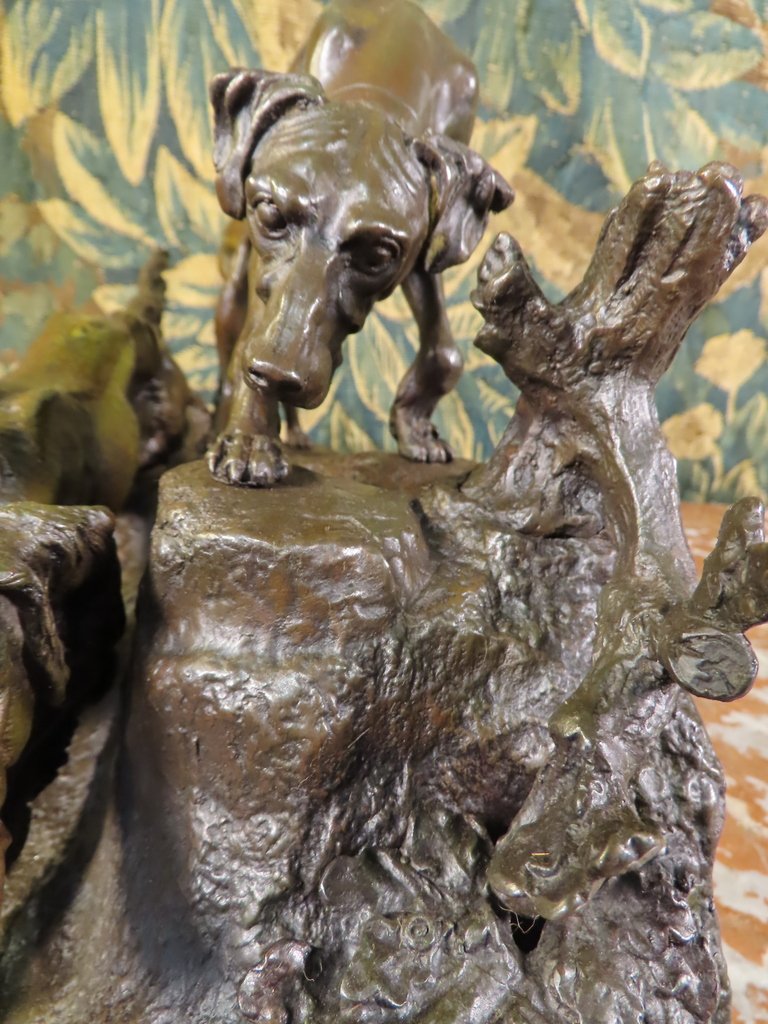 SCULPTURE BRONZE CHIENS DE CHASSE AU LIEVRE Jules Moigniez -photo-7