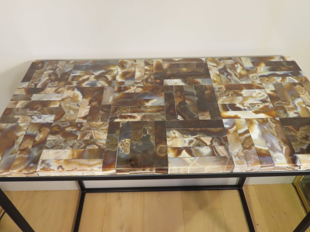 Console Table With Onyx Marquetry Top, 20th Century -photo-2