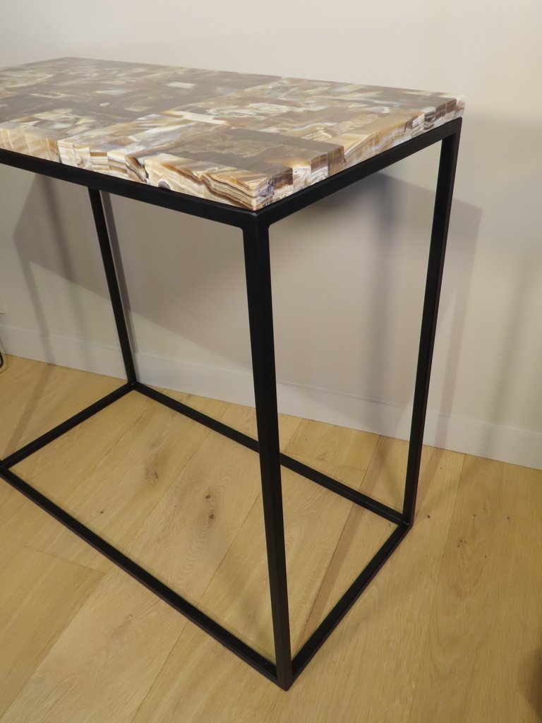 Console Table With Onyx Marquetry Top, 20th Century -photo-5