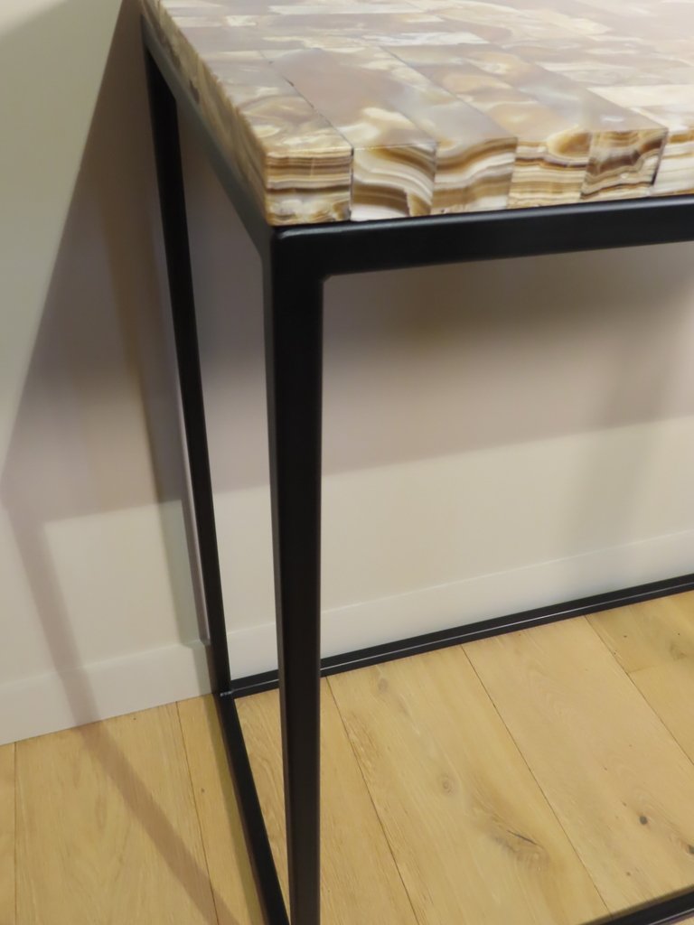 Console Table With Onyx Marquetry Top, 20th Century -photo-7