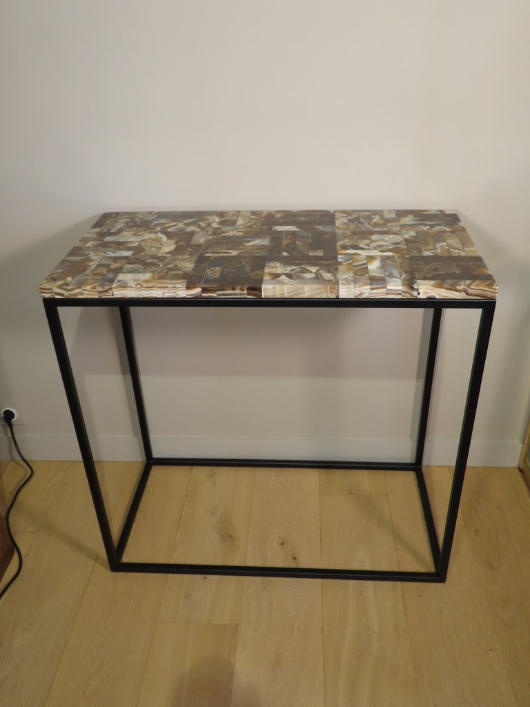 Console Table With Onyx Marquetry Top, 20th Century -photo-8