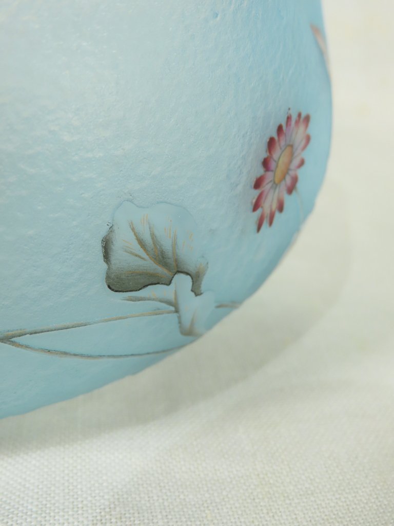 DAUM COUPE AUX FLEURETTES SUR FOND BLEU GIVRE Epoque vers 1900 -photo-6