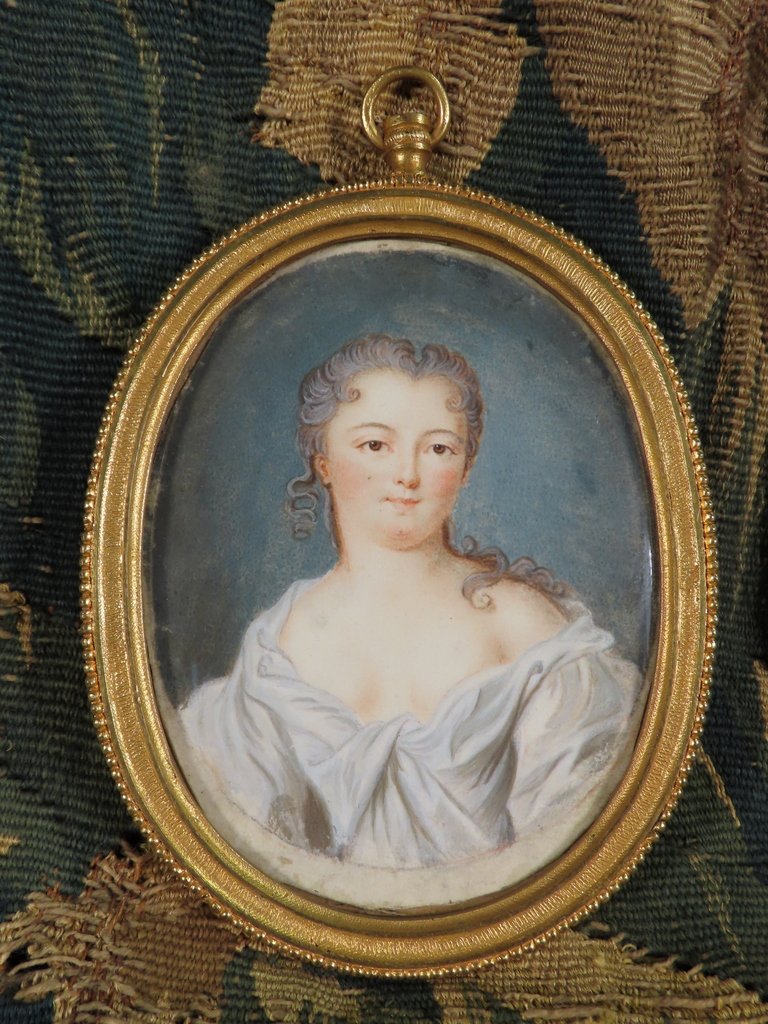 MINIATURE GOUACHE PORTRAIT D’UNE JEUNE FEMME Epoque XVIII ème -photo-4