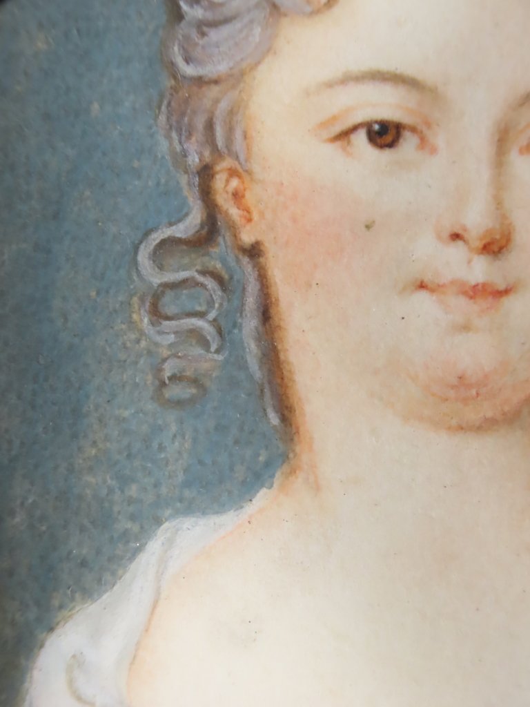 MINIATURE GOUACHE PORTRAIT D’UNE JEUNE FEMME Epoque XVIII ème -photo-4