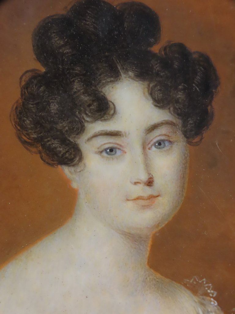 PORTRAIT EN MINIATURE MADAME HALES DE BEAULAINCOURT PAR AIMEE THIBAULT Epoque Restauration -photo-4