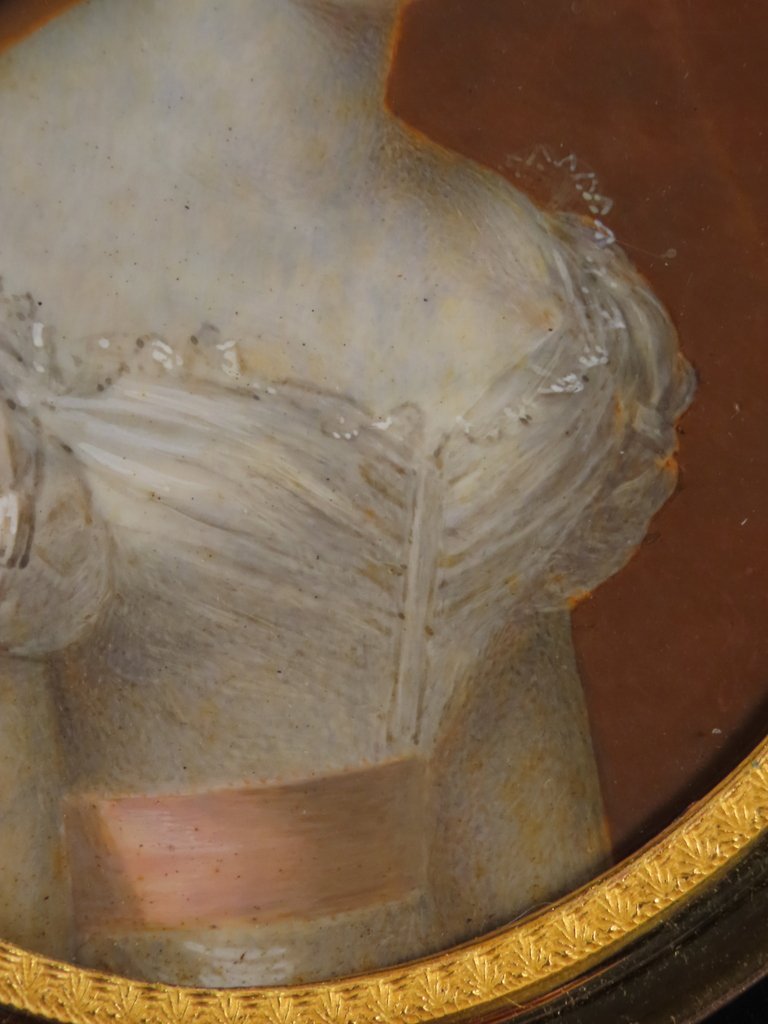 PORTRAIT EN MINIATURE MADAME HALES DE BEAULAINCOURT PAR AIMEE THIBAULT Epoque Restauration -photo-2