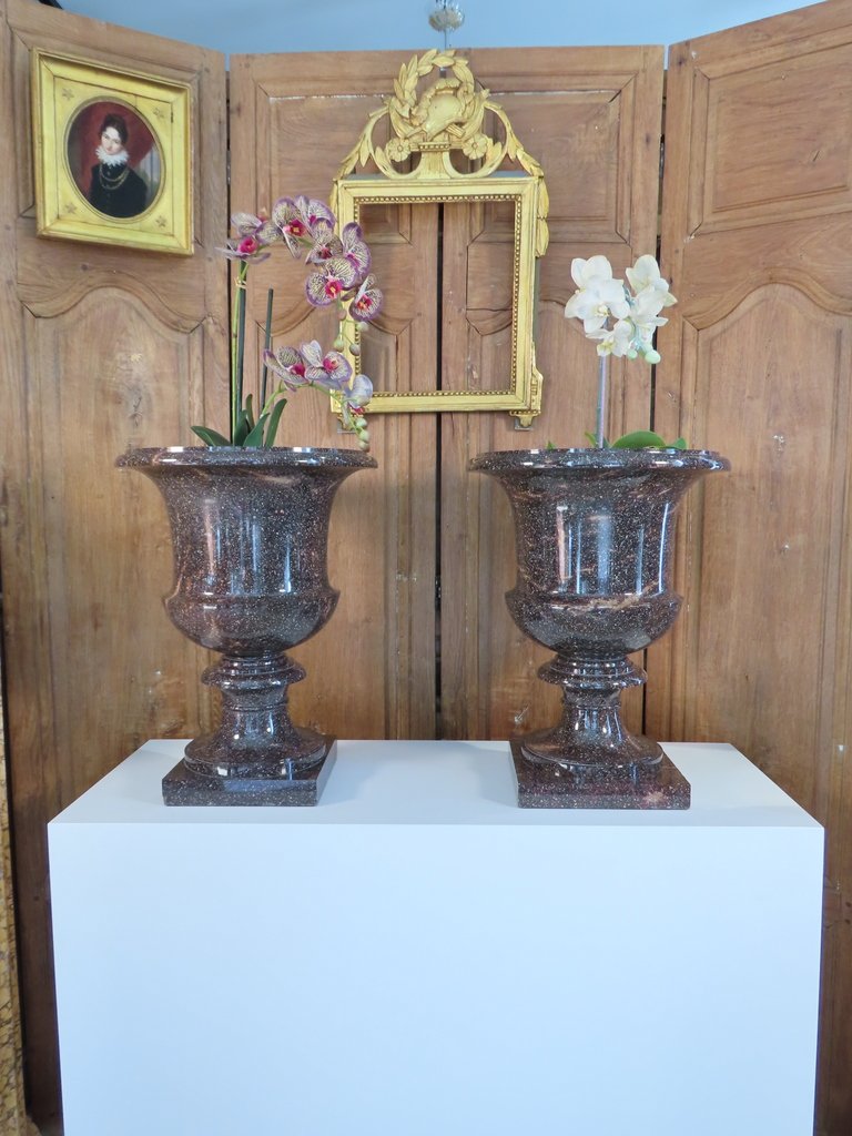 Pair Of Swedish Porphyry Vases, 19th Century -photo-3