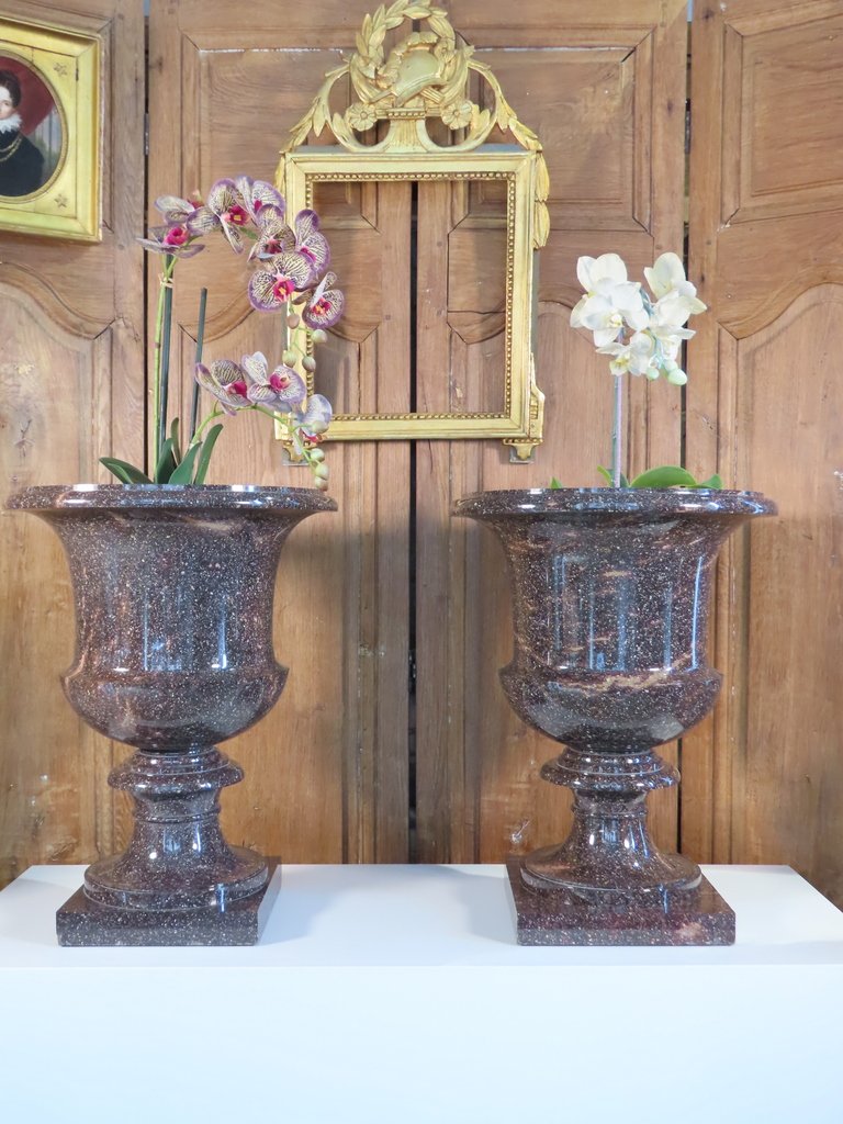 Pair Of Swedish Porphyry Vases, 19th Century 