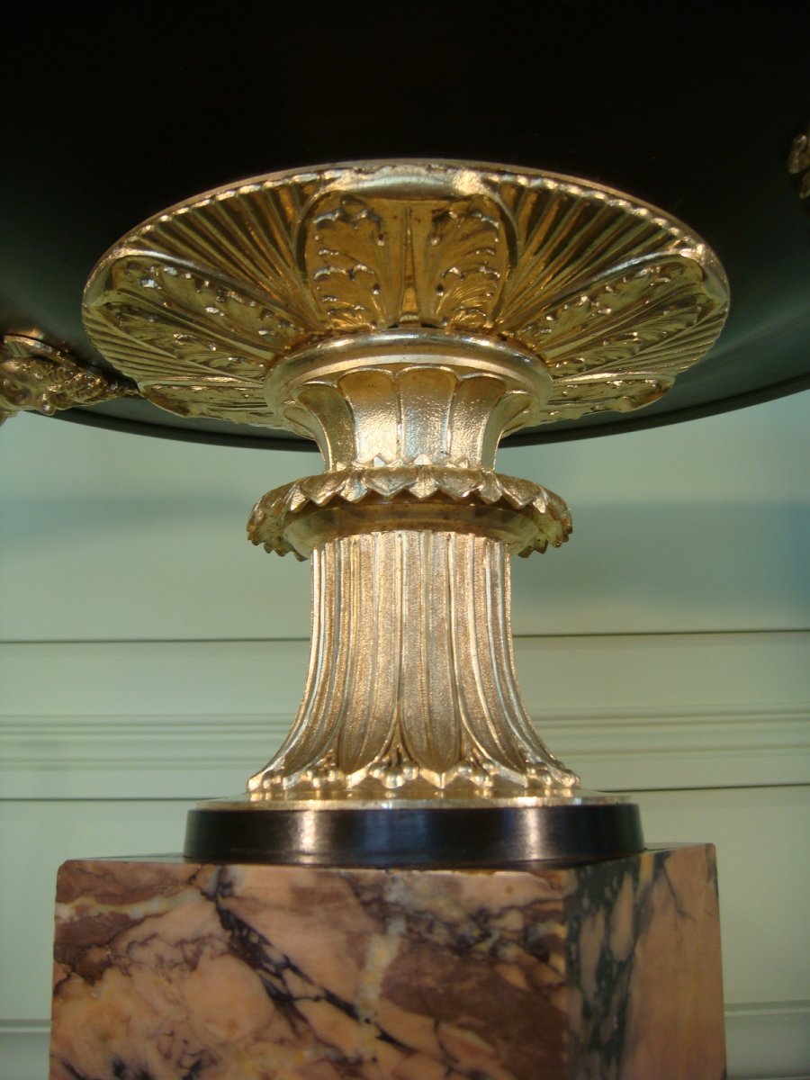 Large Cup Center Table Marble And Gilt Bronze-photo-2