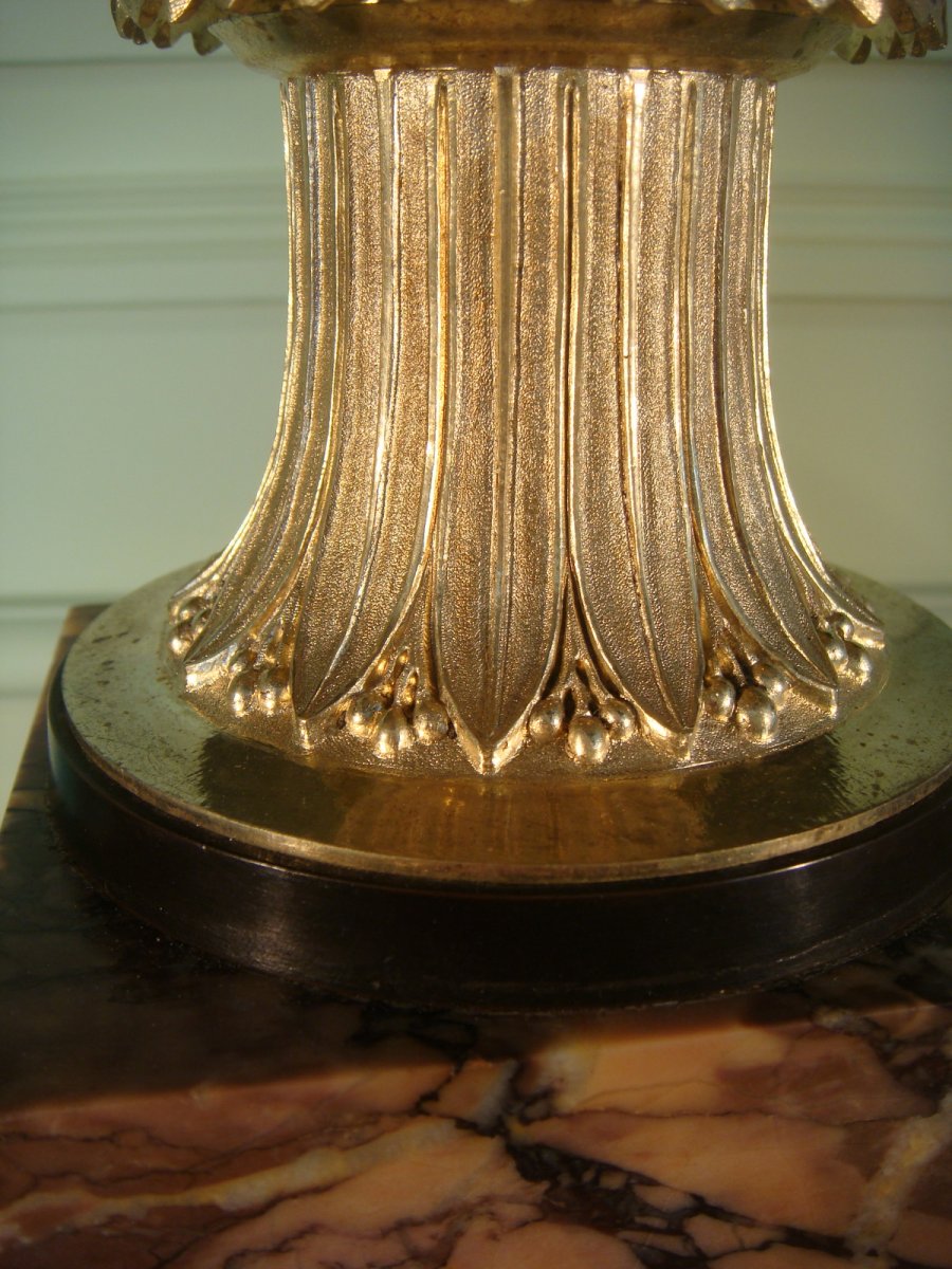 Large Cup Center Table Marble And Gilt Bronze-photo-4