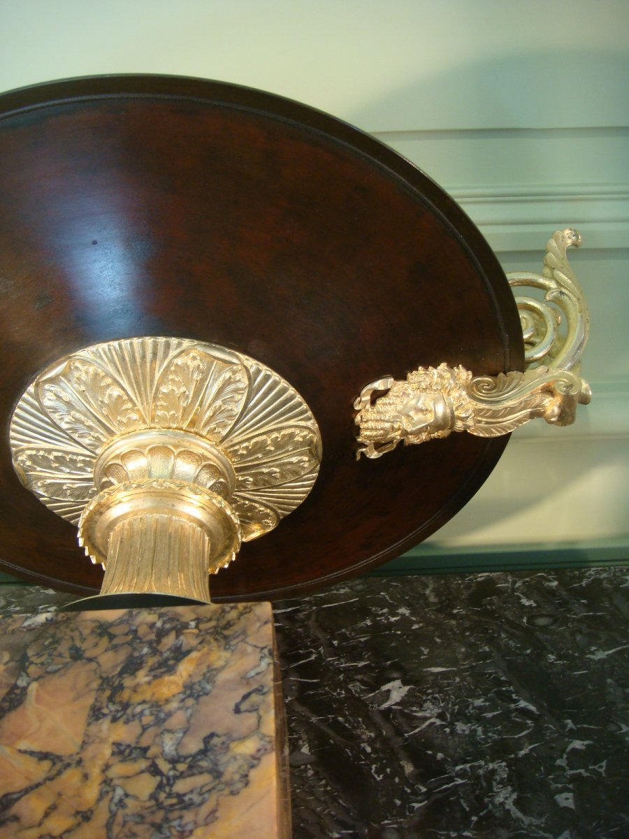 Large Cup Center Table Marble And Gilt Bronze-photo-7