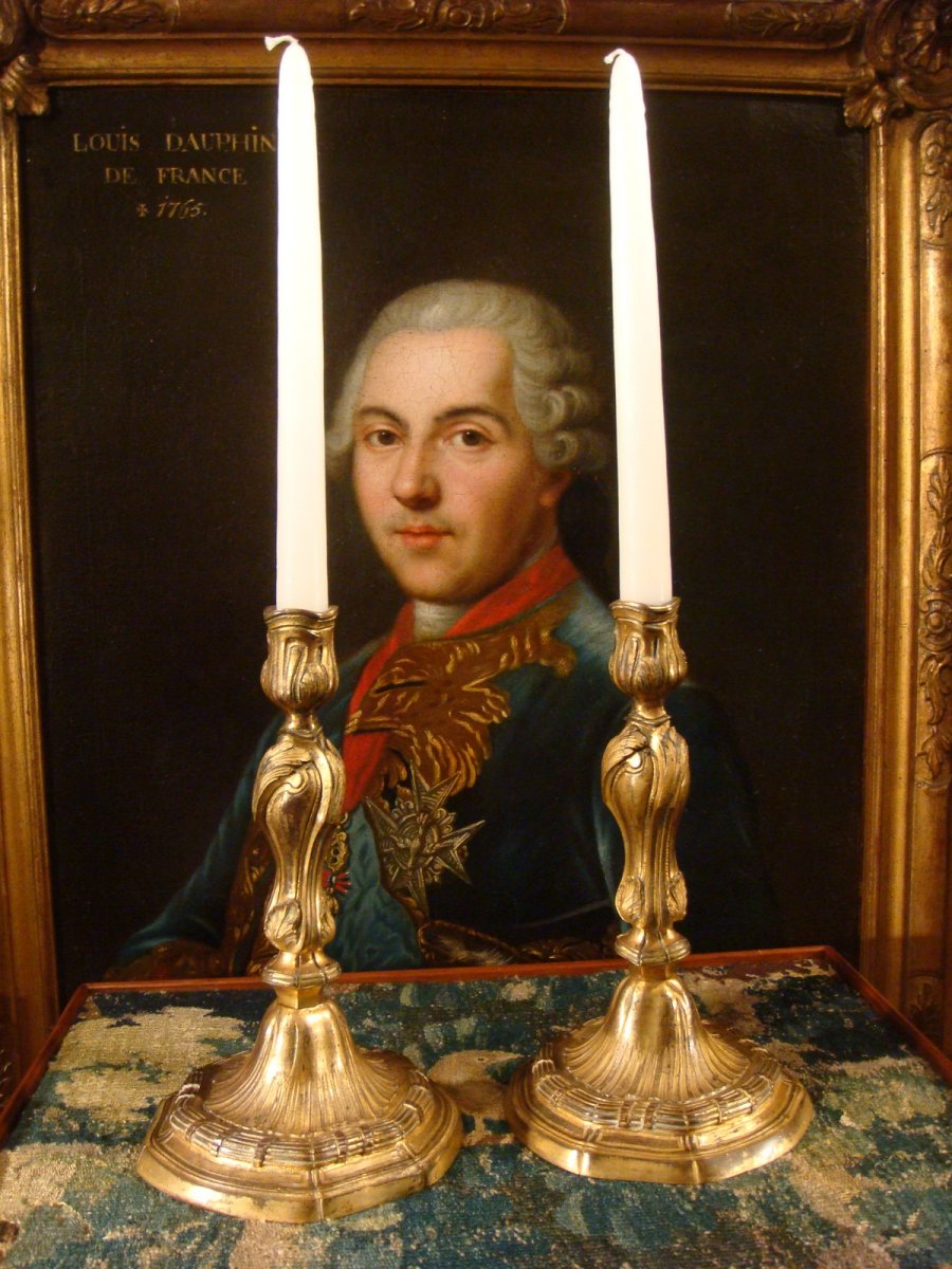 Paire De Flambeaux Louis XV En Bronze Doré - Epoque XVIII ème-photo-6