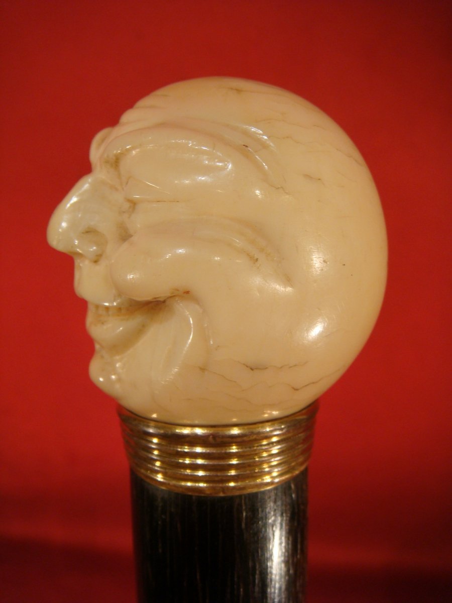 Pommel Head Of Smiling Moon Head - Epoque Late Nineteenth-photo-2