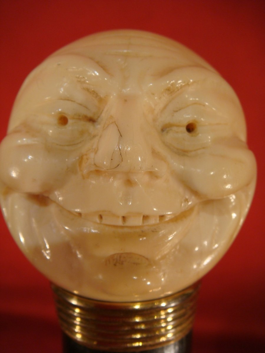 Pommel Head Of Smiling Moon Head - Epoque Late Nineteenth-photo-4