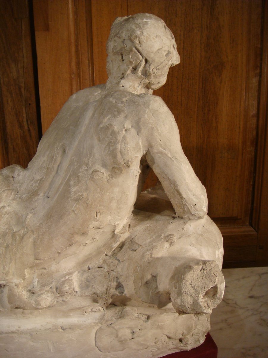 Sculpture Platre d'Atelier - Allegorie d'Un Fleuve -photo-3