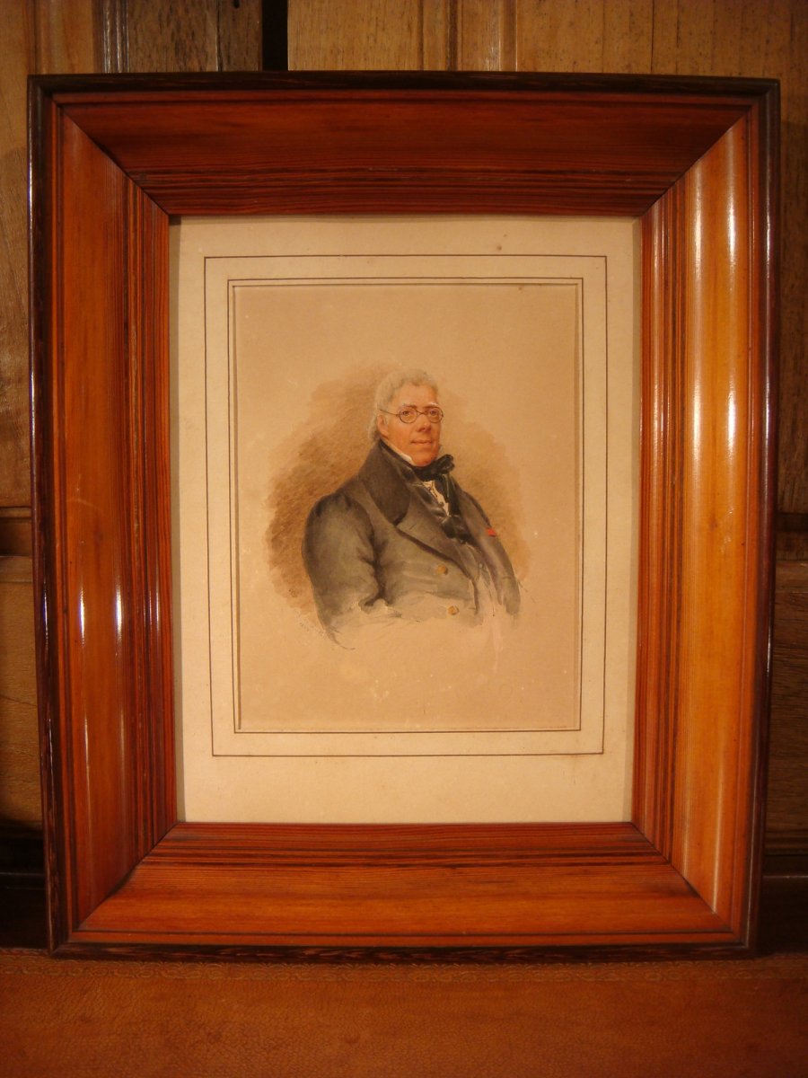 Portrait Aquarelle Homme De V. De Montford -photo-2