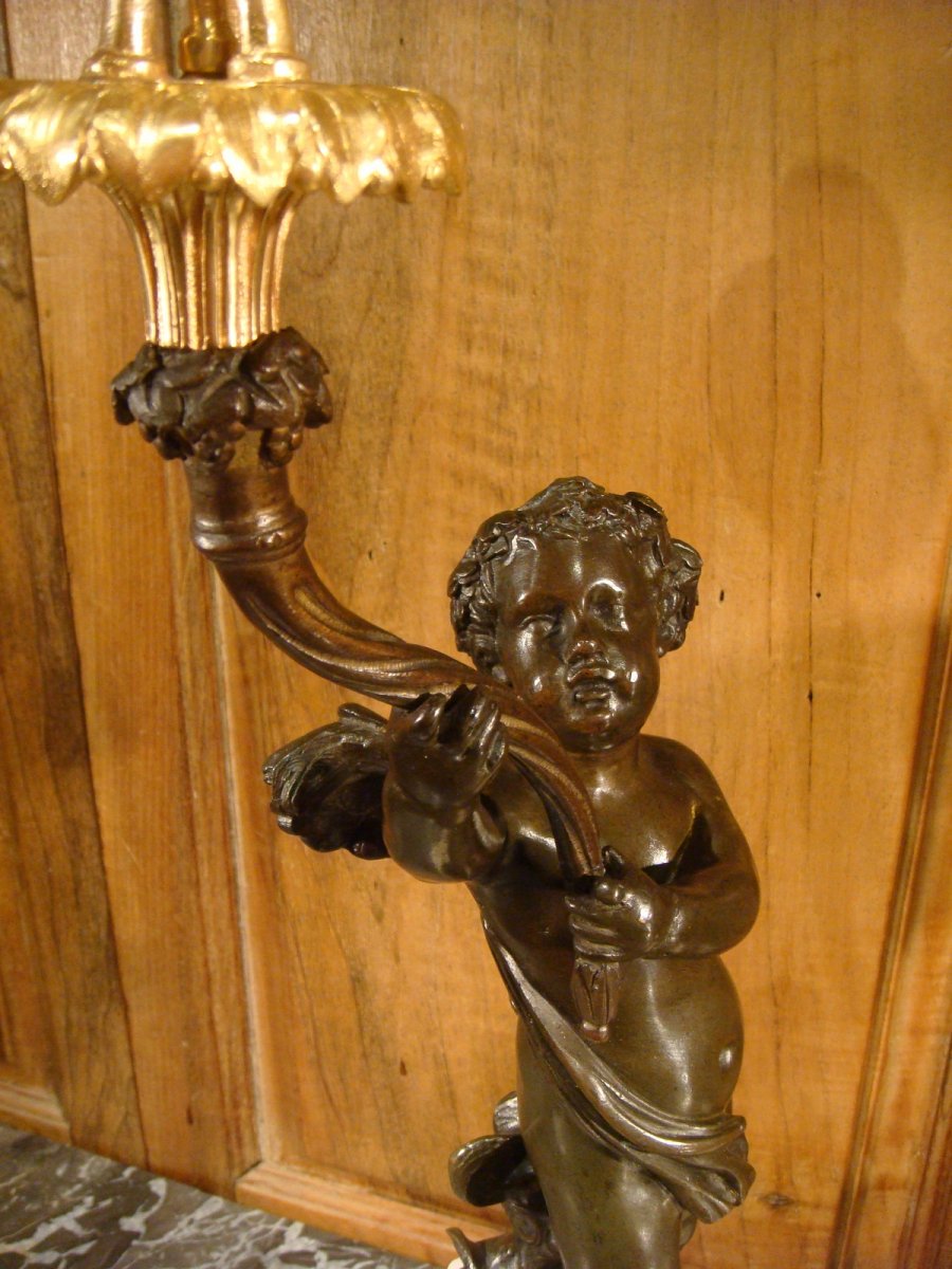 Pair Of Candelabra Amours Louis XVI Style-photo-3