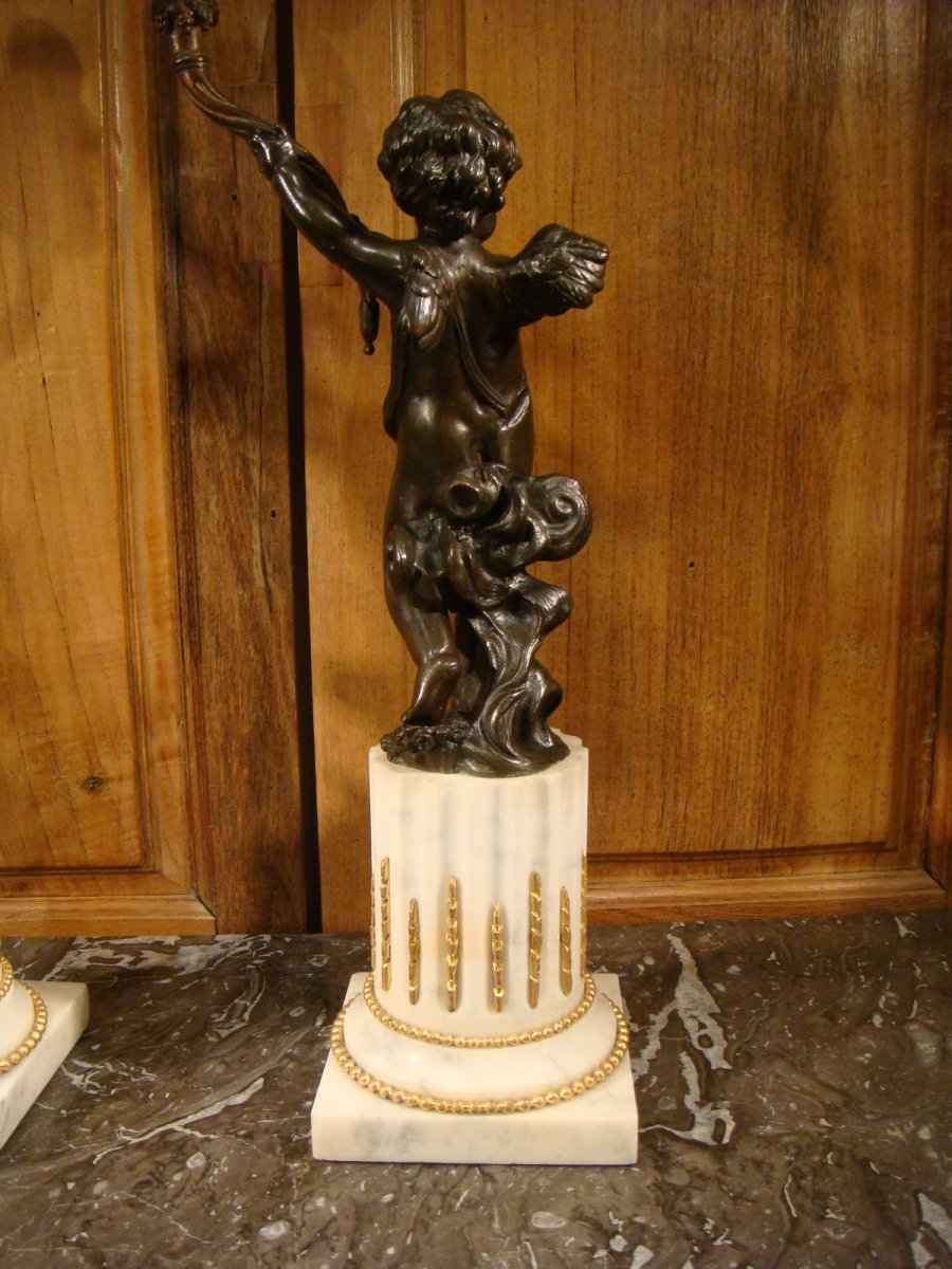 Pair Of Candelabra Amours Louis XVI Style-photo-5