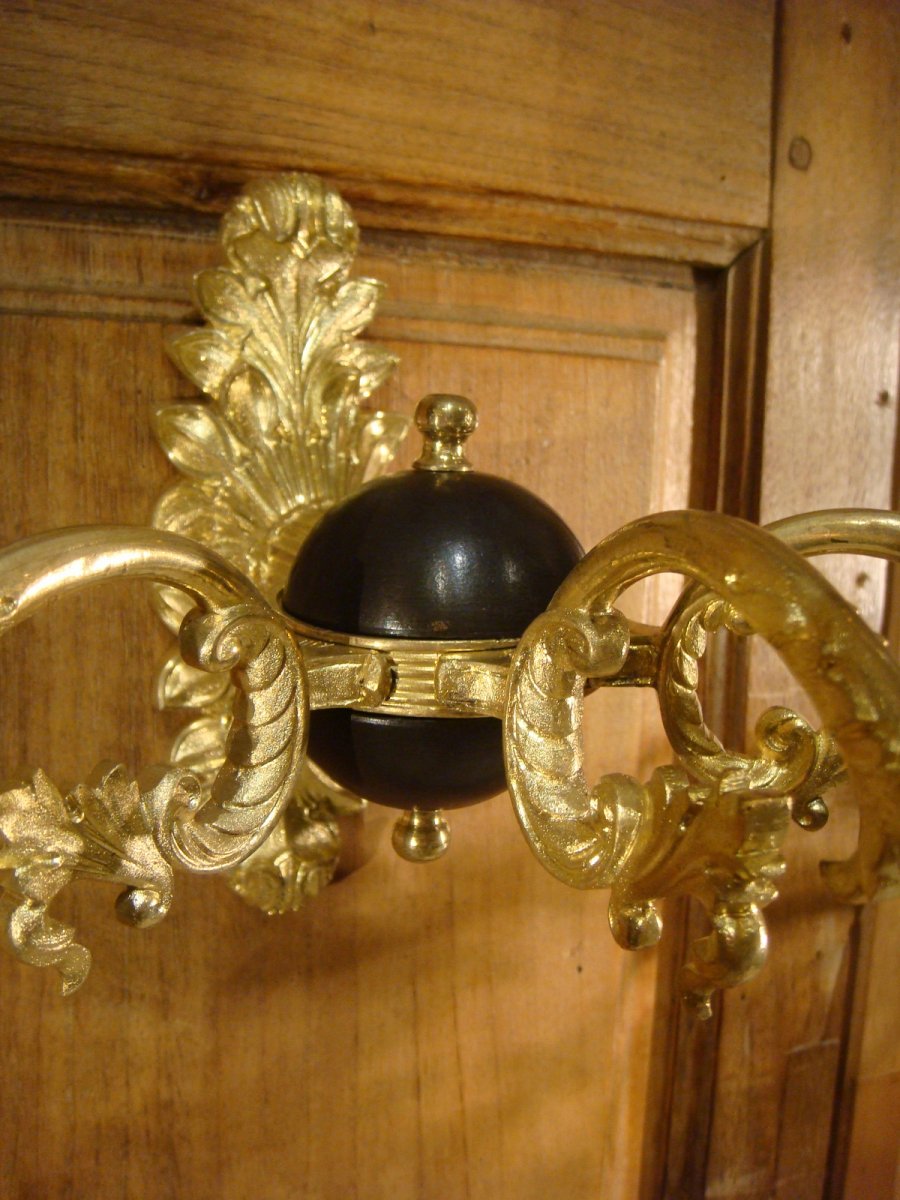 Pair Of Gilt Bronze And Sphere Sconces - Louis Philippe Period-photo-3