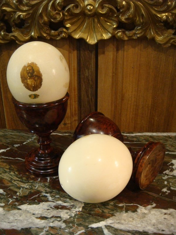 Pair Of Chalice Cups In Thuja And Ostrich Egg-photo-8