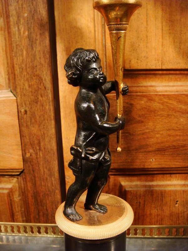 Paire De Petits Candélabres Aux Amours - Epoque Directoire -photo-4