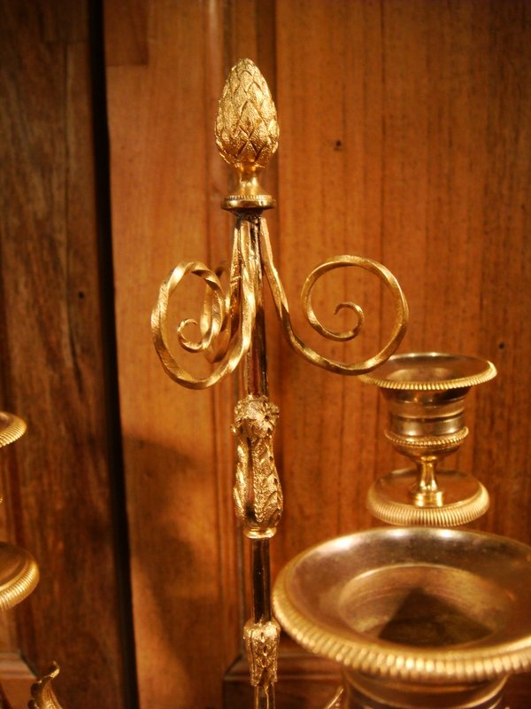 Pair Of Small Candelabras In Love - Directoire Period-photo-4