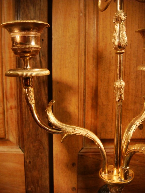 Pair Of Small Candelabras In Love - Directoire Period-photo-6