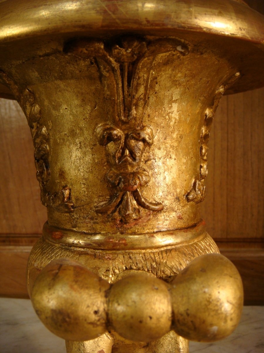 Vase Couvert Médicis En Bois Doré - Epoque Restauration-photo-2