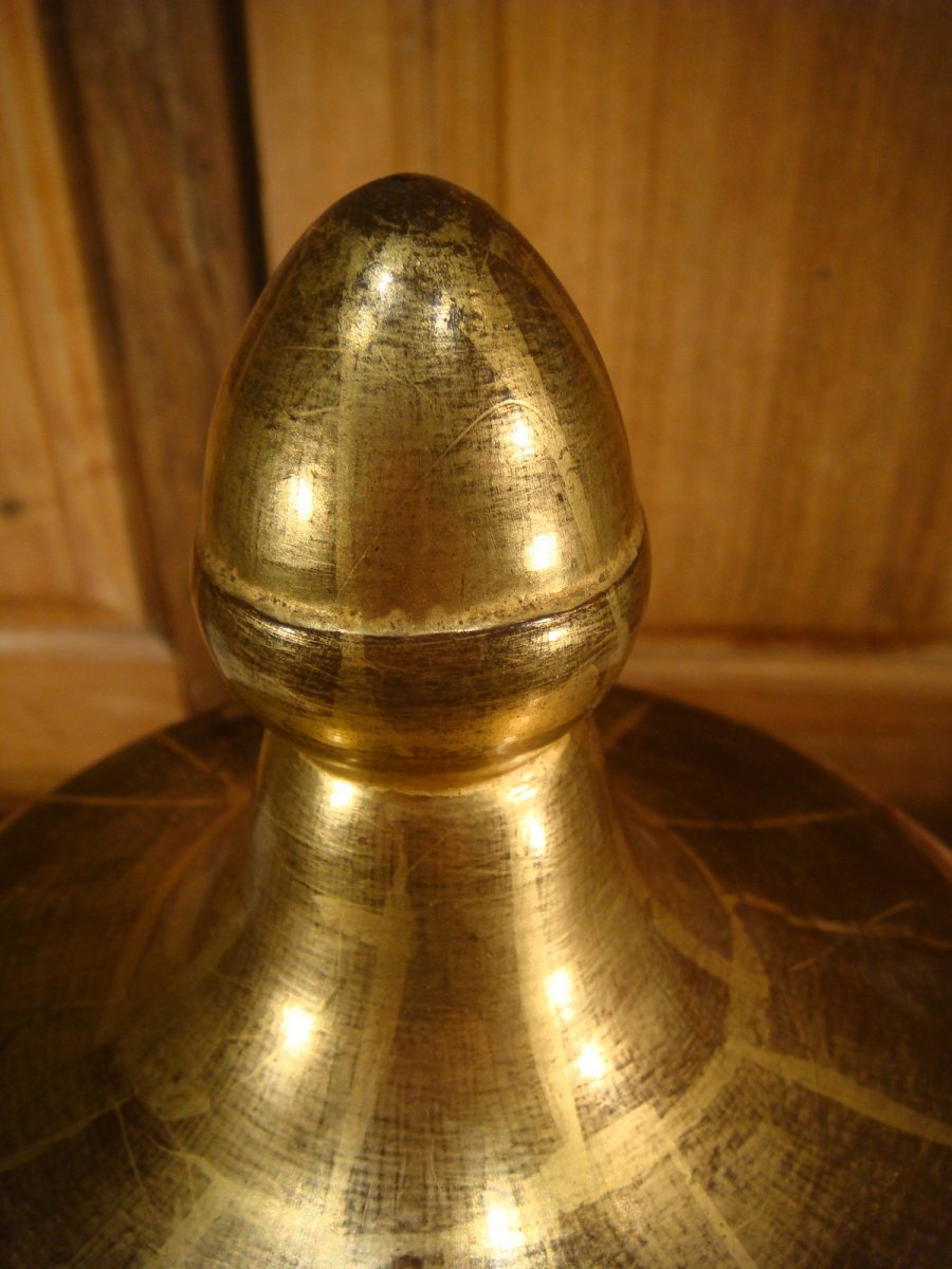 Vase Couvert Médicis En Bois Doré - Epoque Restauration-photo-4