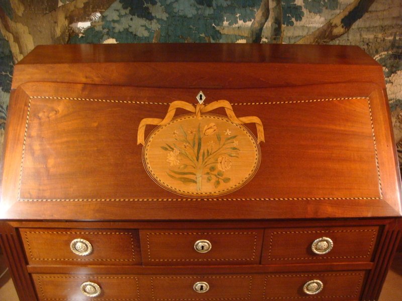 Bureau De Pente En Acajou Travail Nantais - Epoque Louis XVI -photo-1