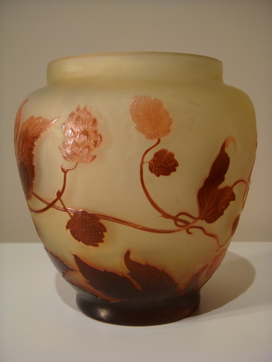 Emile Gallé Vase With Hops Flowers - Art Nouveau Period-photo-1