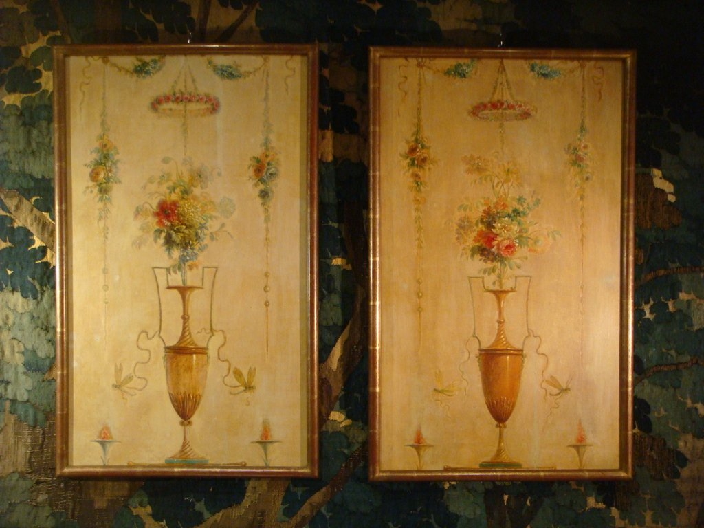 Pair Of Paintings Vases And Bouquets Of Flowers - Eighteenth Time-photo-1