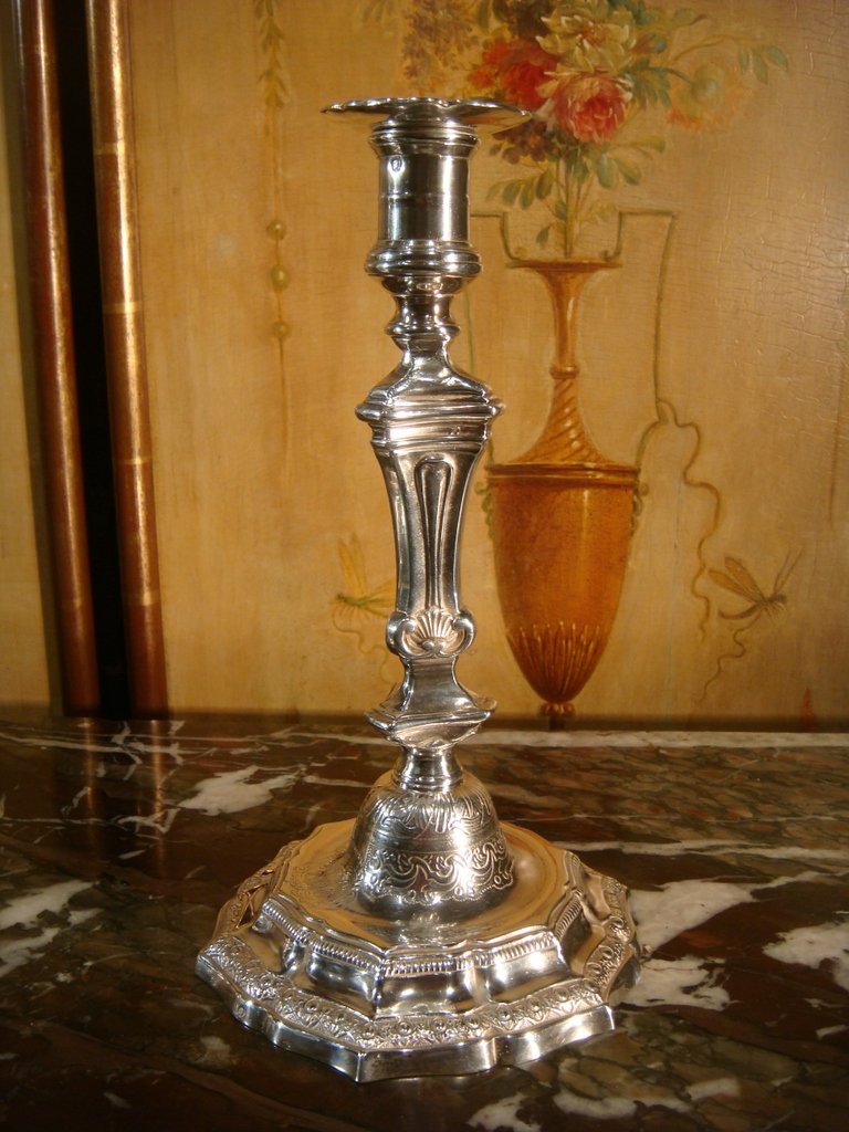 Pair Of Armored Sterling Silver Candlesticks-photo-2