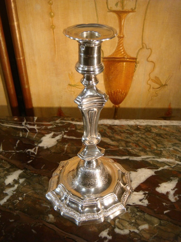 Pair Of Armored Sterling Silver Candlesticks-photo-3