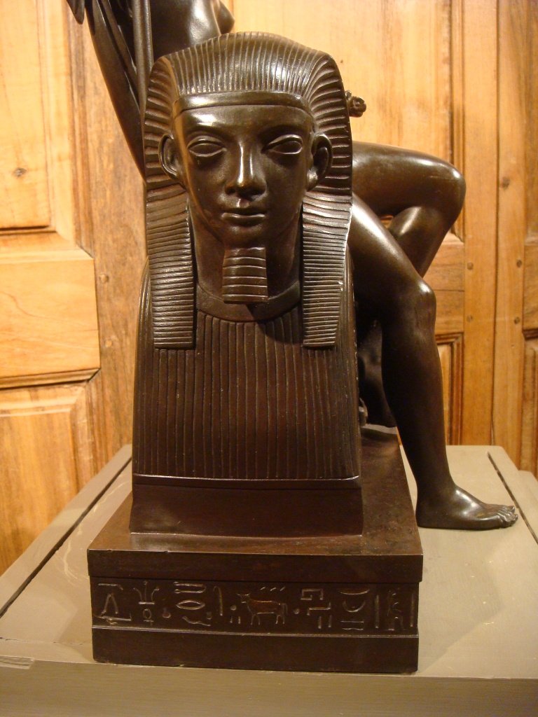 Sculpture En Bronze Egyptienne De L J Franceshi-photo-1