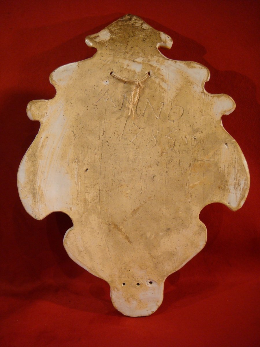 Large Patronymic Benitier Plate - Nevers Epoque XVIIIth Century-photo-8