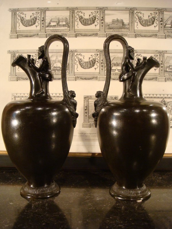 Pair Of Bronze Ewer Vases - Greek Inspiration-photo-6