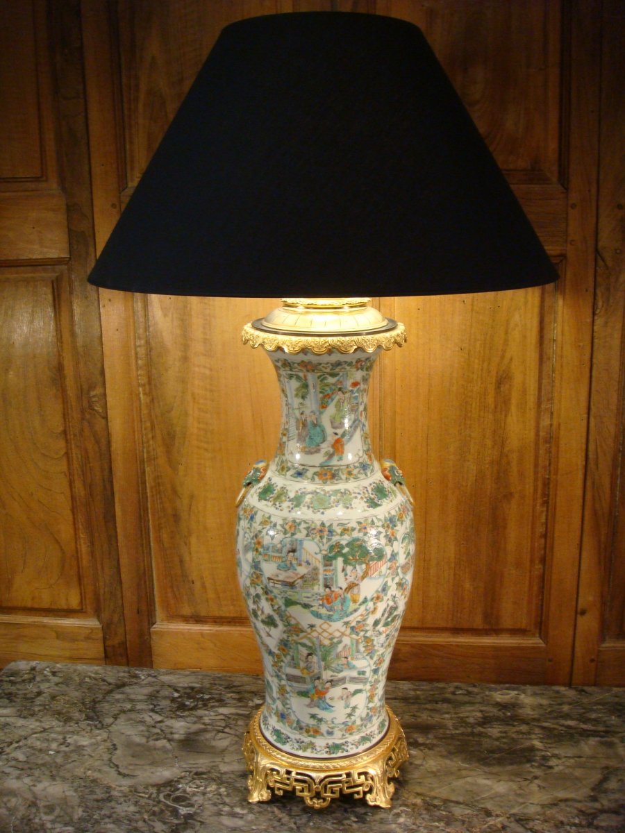 Important Porcelain And Gilt Bronze Lamp Vase - China-photo-3