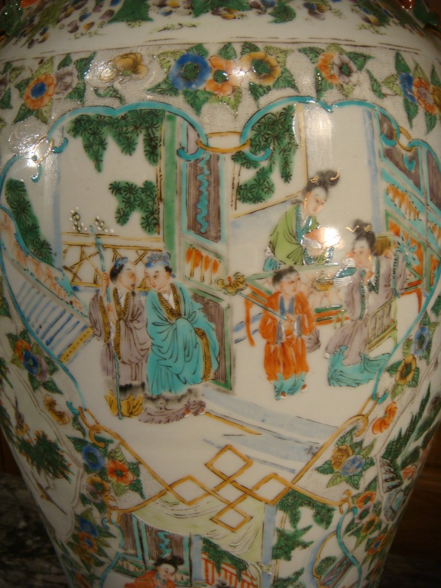 Important Vase Lampe En Porcelaine Et Bronze Doré - Chine -photo-2