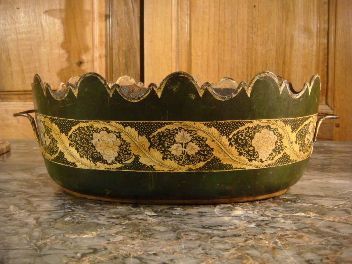 Canopy In Green And Gold Lacquered Sheet Empire Period -photo-2