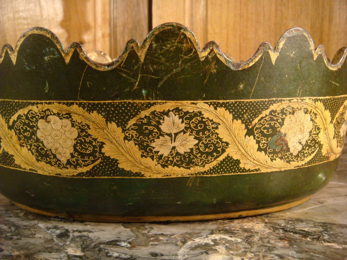 Canopy In Green And Gold Lacquered Sheet Empire Period -photo-7