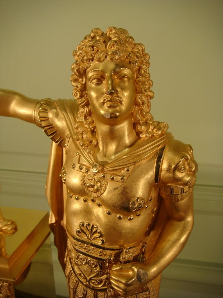 Pendulum In Gold Bronze Louis XIV As Emperor 1st Empire Period-photo-3