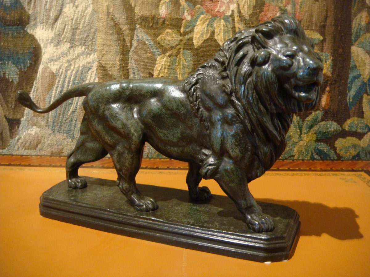 Sculpture Bronze Lion Marchant - Edouard Paul Delabrierre-photo-8