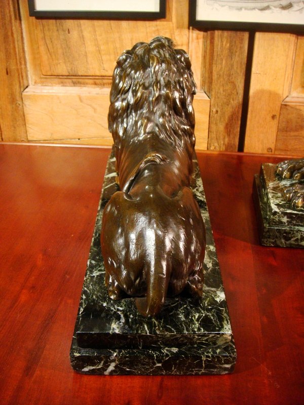 Pair Of Bronze Lions - Napoleon III Period-photo-4