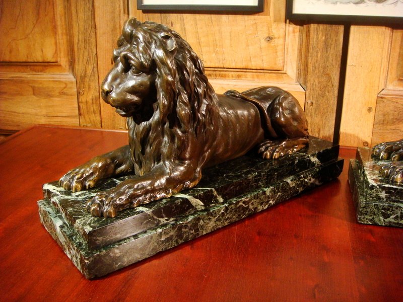 Pair Of Bronze Lions - Napoleon III Period-photo-5