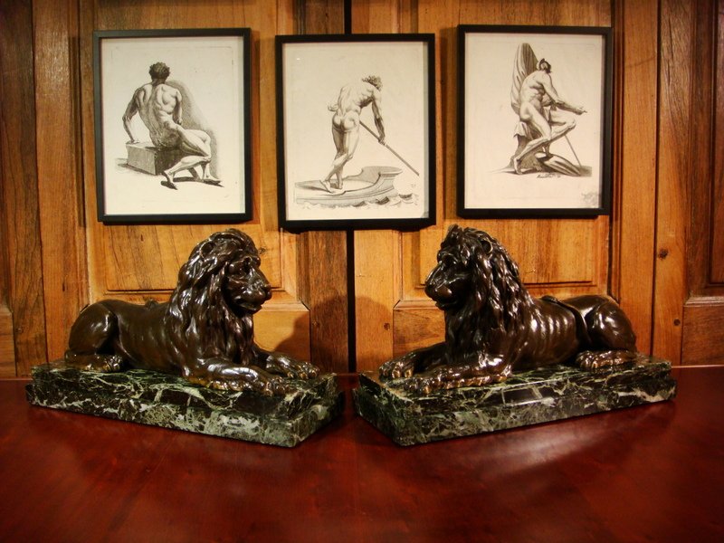 Pair Of Bronze Lions - Napoleon III Period-photo-7